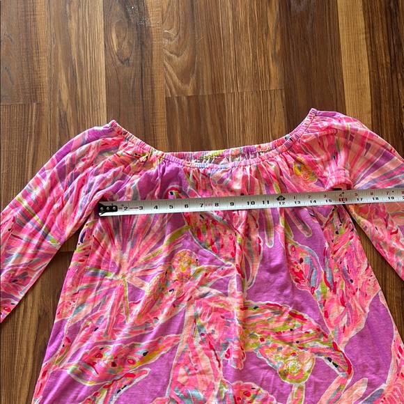 NWOT Lilly Pulitzer Women's Pink and Purple Off-Shoulder Top - Picture 2 of 5